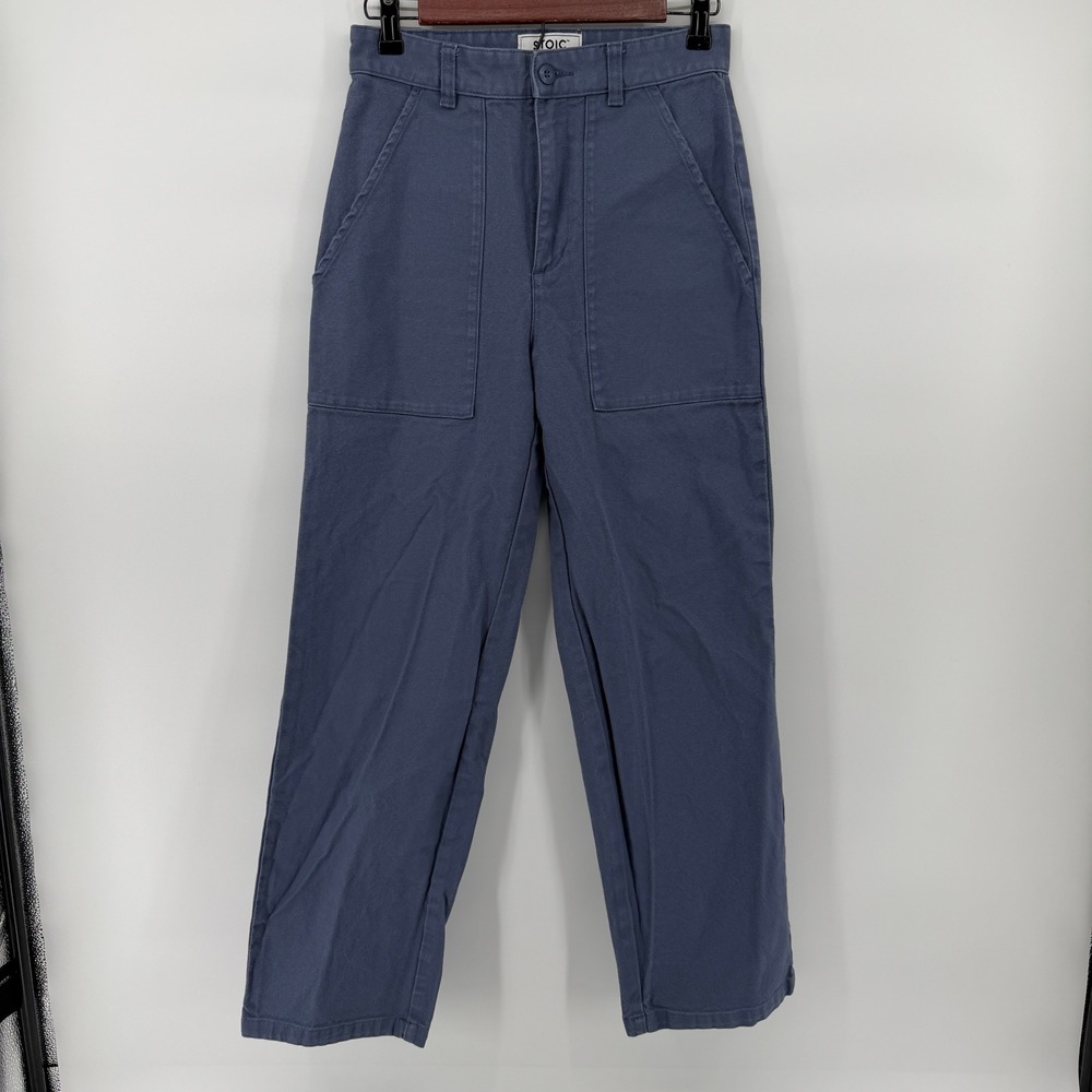 Stoic Canvas Utility Pants Womens 4 Slate Blue High Rise Straight Leg Workwear - Picture 2 of 14